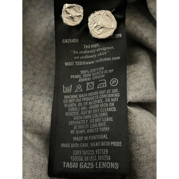 Ted Baker London Men's Size 4 Navy Button-Up Shirt Made In Portugal 100% Cotton - Picture 14 of 15